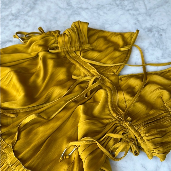 Free People Elegant chartreuse-Mustard-golden Halter Dress XS NWT - Picture 9 of 13